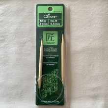 Load image into Gallery viewer, Clover Premium Bamboo 16” Circular Knitting Needles (Size 3-6)