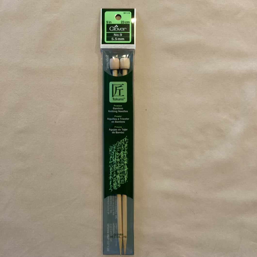 Clover Premium Bamboo 9” Knitting Needles (Size 9)