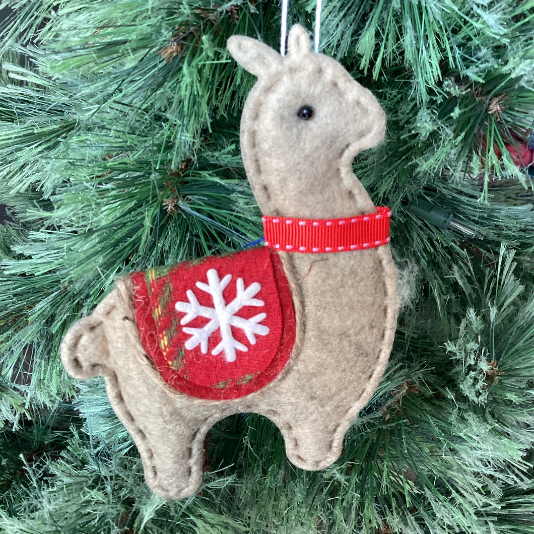 Classic Handmade Felt Alpaca Ornament